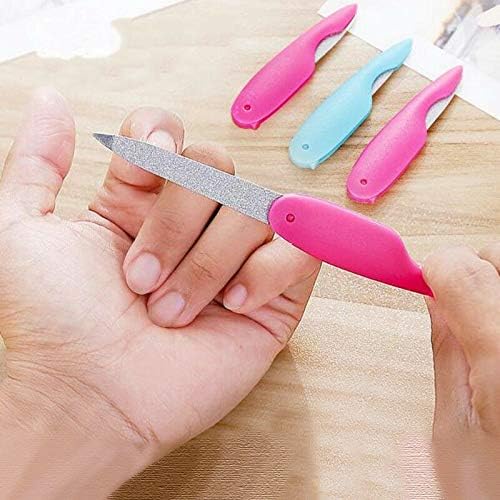 3pcs Metal Folding Nail File Stainless Steel Fold Cuticle Professional Double Sided Files Nails Tool Set for Men and Woman(Random Color)