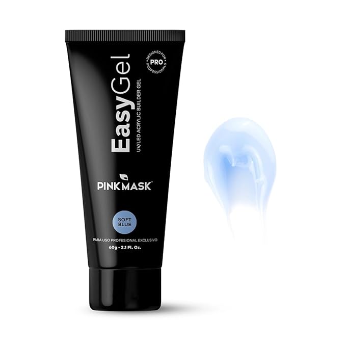 PINK MASK Easy Gel 2oz 60g- Soft Blue, Professional Builder Enhancement Gel-Quick Nail Extension for Beginner DIY, Nail Strengthener-Long Lasting-Salon Quality-Thickening Solution