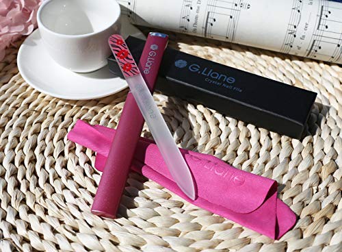 Premium Glass Nail File with Case Professional Crystal Fingernail Files Perfect Manicure Set for Women Men Kids Nail Care Gift Set(Pink)