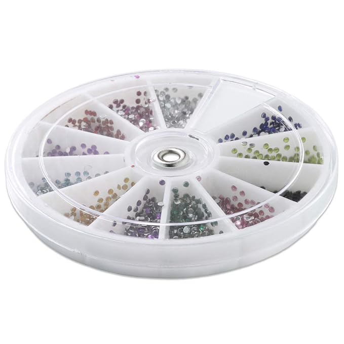 Nail Art Rhinestones Fake Pearl Gems Jewelry Decorations Manicure Wheel (20 Wheels, Small Multi Color)