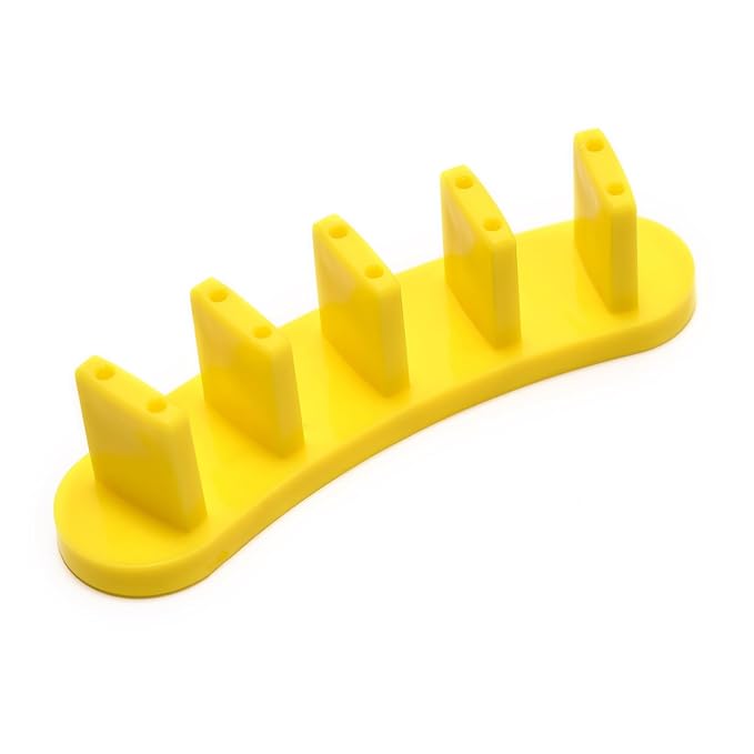 3pcs False Nail Art Tips Practice Display Stand Tool with 10 pcs False Nail Tips for Gel Nail Polish DIY Nail Training Tools (Yellow)