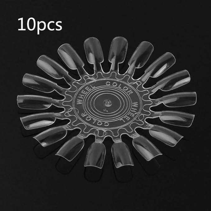 10 Pcs Transparent 18 Tips Display Plastic Nail Art Polish Palette Wheels False Nail Art Tips Practice Display Board Deft and Professional, Practice Nail Tips, Nail Art and Polish