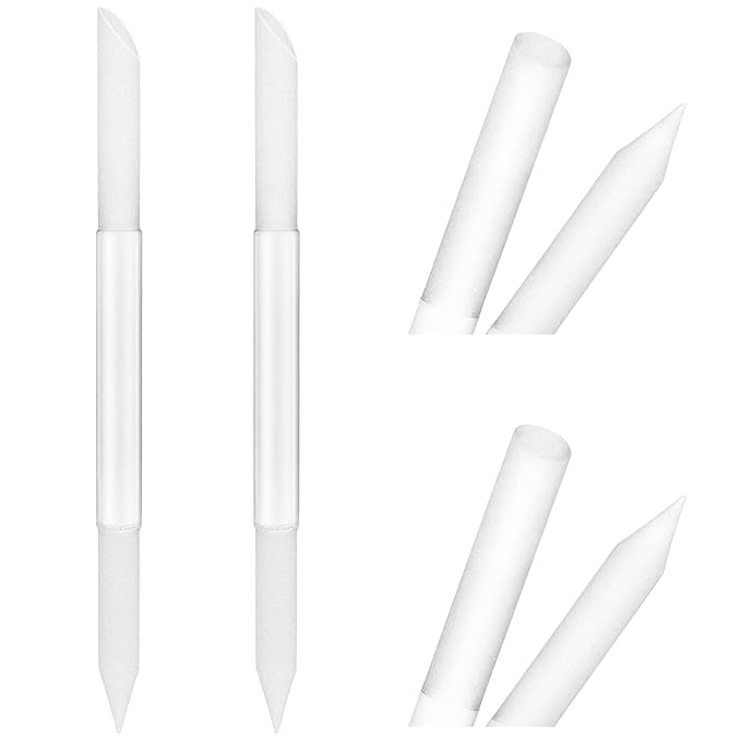 Sibba 2 Pieces Glass Cuticle Pusher Cuticle Remover Tool Double Sided Cuticle Trimmer Manicure Stick Professional Precision Filing Abrasive Surface Nail Salons Set for Women Girls Homes(Transparent)