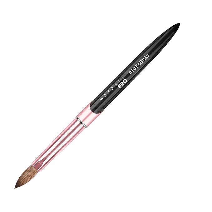 MakarttPro 100% Kolinsky Acrylic Nail Brush #10 – Pure Kolinsky Hair for Smooth Application, Monomer & Acetone Resistant Handle, Anti-Clogging, Durable Professional Nail Art Brush