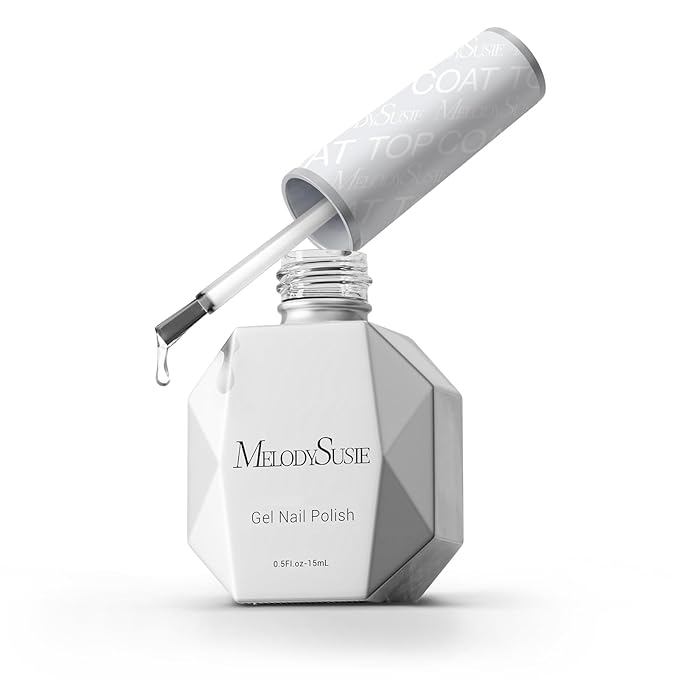 MelodySusie Gel Top Coat-15ml No Wipe Top Coat, High Gloss Shine Finish Long Lasting Top Gel for Clear Nail Gel and Acrylic Nails, for Home DIY and Nail Salon 0.5fl oz