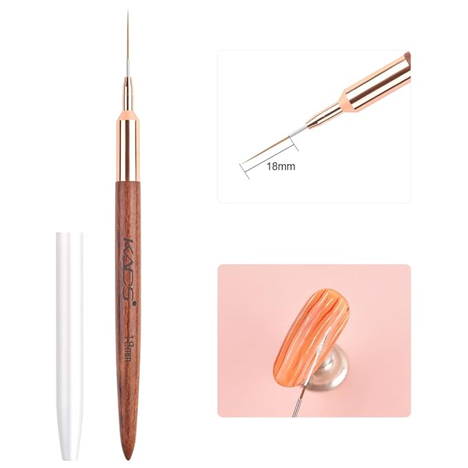 KADS Fine Liner Brush, Nail Art Striping Brushes 6/9/12/15/18mm Thin Line Nail Brush Detail Drawing Brush Gel Nail Polish Brush (18mm)