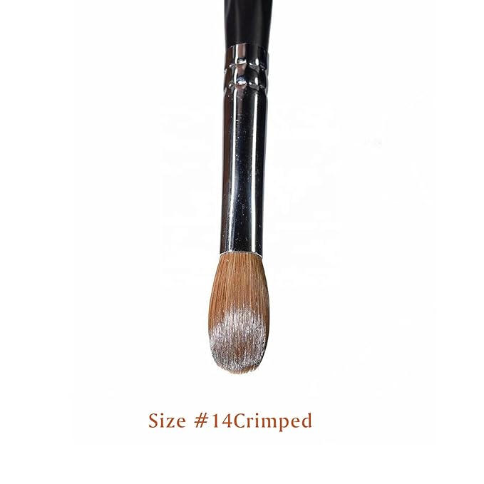 Yasterd Acrylic Nail Brush 100 percent Kolinsky Brushes for Nails Size 14 Oval Crimped Shaped Application Black Wood Handle Professional Art Powder Manicure Tool 14