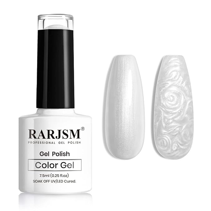 RARJSM Pearl Gel Nail Polish, Silver Glitter Drawing GelPolish Soak Off UV Shimmer Mermaid Nail Gel for Salon Home DIY Manicure Use