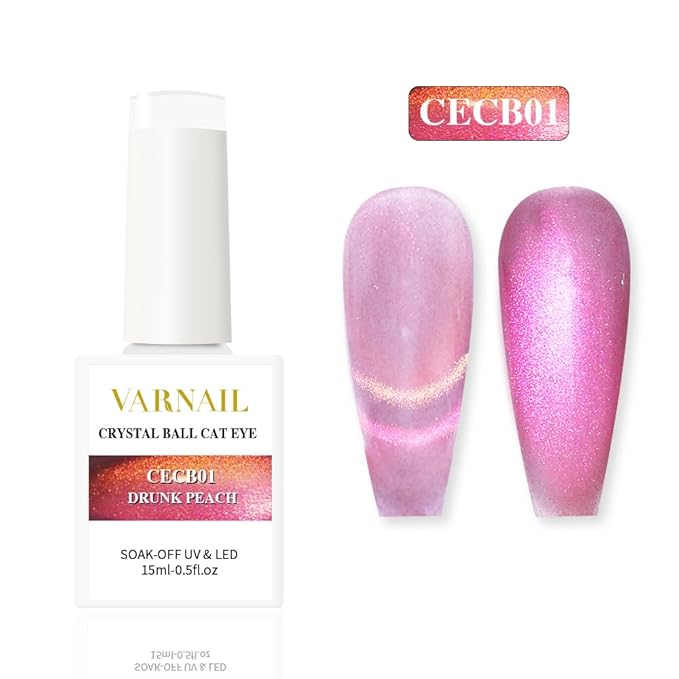 VARNAIL Crystal Cat Eye Gel Polish Set 6 Colors, 15ML Glitter Aurora Gel Polish with Magnet, Soak off UV Light Gel Nail Polish Set, Salon Quality Magnetic Gel Nail Polish