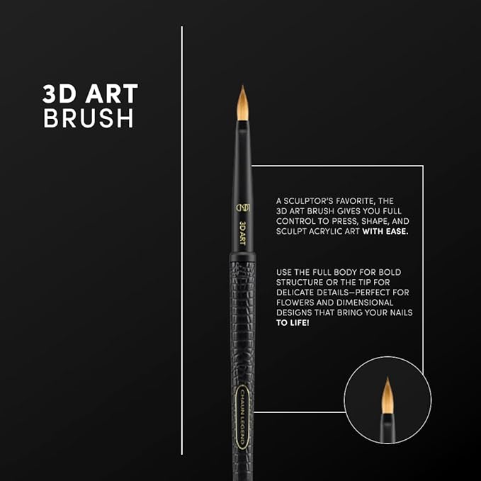 Chaun Legend Nail Art Brush - 3D Art (Acrylic Nail Brush for French Tips & Gel Polish Clean Up)