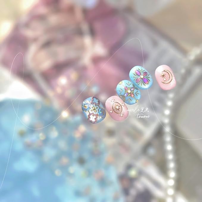 Star Nail Stickers 3D Self-Adhesive Silver Moon Nail Decals 5D Embossed Pink Star Nail Supplies Bohemia Nails Designs Chinese Style Nails Manicure Accessories for Women 1 Sheet