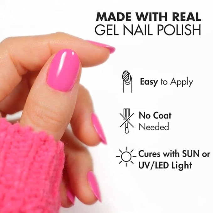 MOYOU LONDON Semi Cured Gel Nail Strips - 20 Pcs. Waterproof Gel Nail Wraps, Cures in Sunlight or UV/LED Lamp, Lasts Up to 2+ Weeks, Stretchable, Easy to Apply & Remove, Vegan & Cruelty-Free