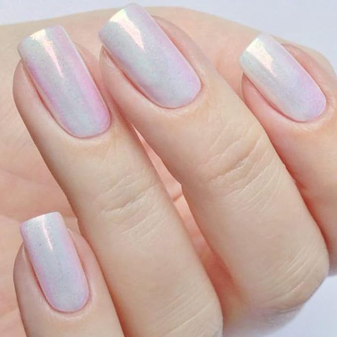 2 Jars White Pearl Nail Powder Pearlescent Nail Pigment High Gloss Glitter Aurora Nail Art Glitter Sequins Chrome Iridescent Pigment DIY Sparkly Paillette Charm Flakes Gel Polish Nail Decorations