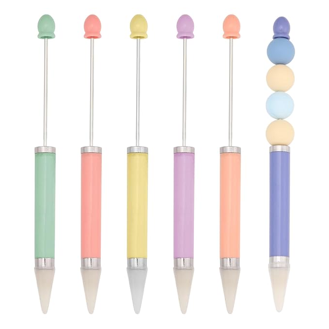 6pcs Rhinestone Picker Dotting Pen Beadable Rhinestone Adding Set for Diamond Painting Nail Art Self-Adhesive Wax Tip Pen Macaron Color