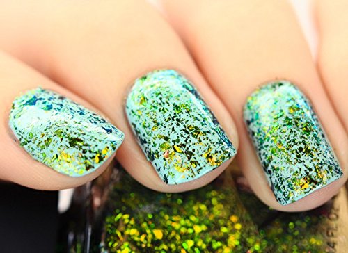 ILNP Open Fields - Grass Green, Yellow, Blue Ultra Chrome Color Shifting Flakie Nail Polish