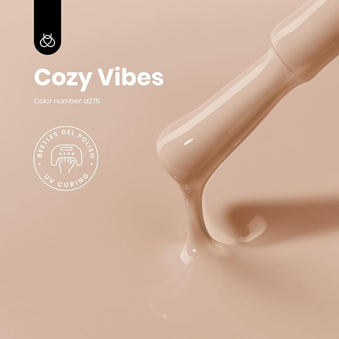 Beetles Nude Gel Polish, 1Pcs 15ml Neutral Nude Gel Polish Brown Beige Tan Nail Polish Cozy Vibes, Soak Off Uv LED Polish Manicure Salon DIY Home Nail Art Colorful Bottle
