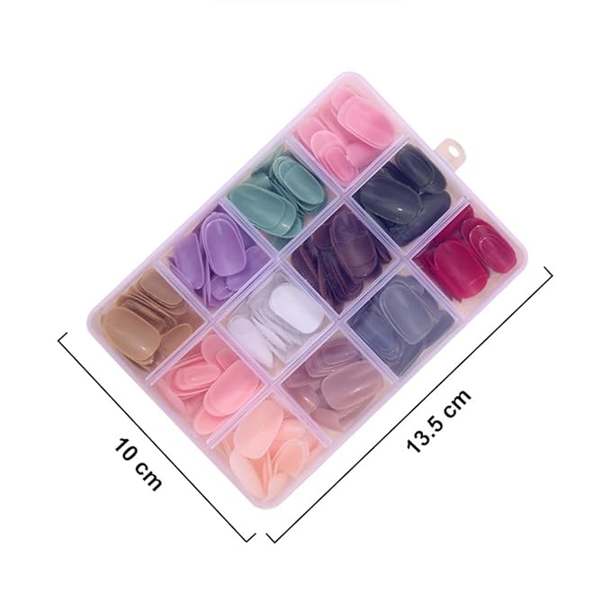 288 Pcs Press On Nails Short Almond Fake Nails Press Ons Set Full Cover Acrylic Glue on Nails Reusable Glossy Artificial Nail Kit Oval False Nails for Women Girls Manicure 12 Color