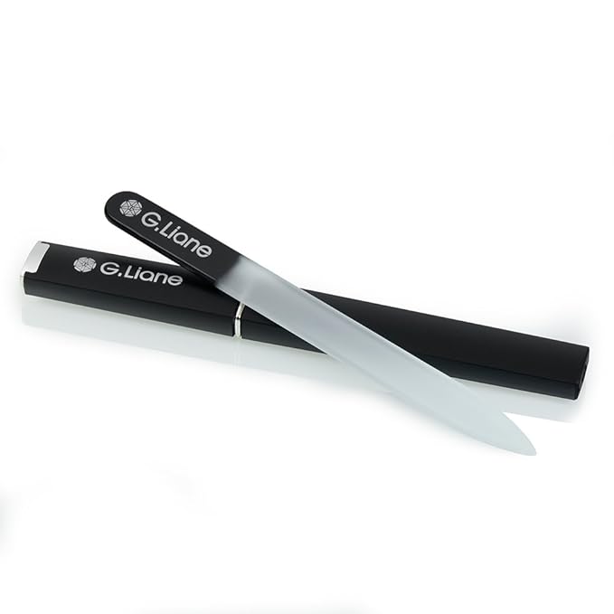 Crystal Nail File-Double Sided Etched Glass Nail Files, Alternative to Metal Nail File & Emery Boards (Black)