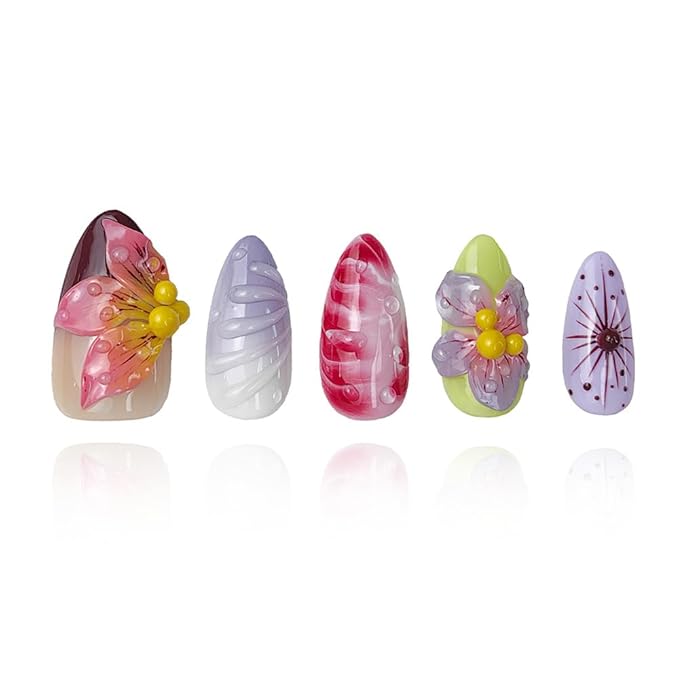 2025 Rainforest Vibe Press-On Nails Handmade PMMA Acrylic Reusable Tips with Box Gifts for Women (Rainforest Vibe, M)
