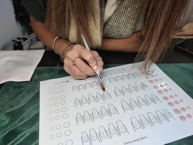 Acrylic Nail Practice Sheet reusable Nail Art training mat Gel Nail sculpting French Tip stencil Nail design worksheet Nail tech training,learn how to do, poly gel X,ombre nails,acrylic Nail art (4)