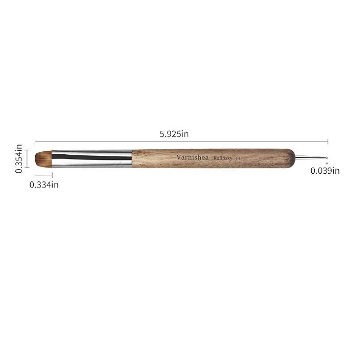 Kolinsky French Tip Nail Art Brush Solid Wood Handle Gel Acrylic Nail Dotting Tool for Manicure Clean Up and Dotting Manicure Tool Professional Nail Brush - Size 14, 1.0 Count