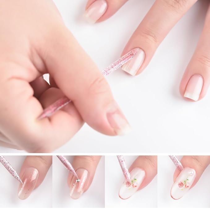 Nail Soaking Bowl Set 2PCS Nail Soak Off Bowl with 5PCS Acrylic Sticks Nail Cuticle Pusher Manicure Remover Tool Kit (7, Pink)
