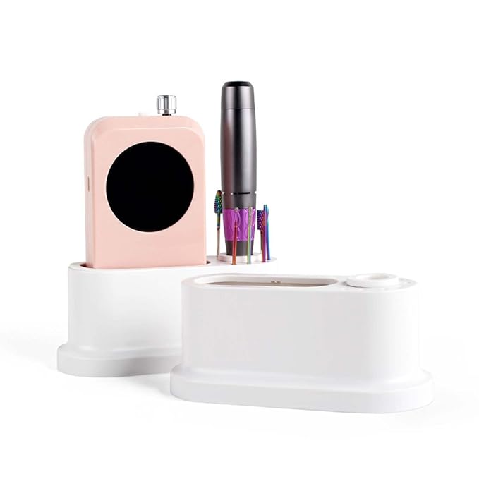 Nail Drill Holder and Grinding Bit Storage Box | 8-Bit Organizer for Nail Drill Machine | ABS Desktop Storage Case for Home & Salon Use