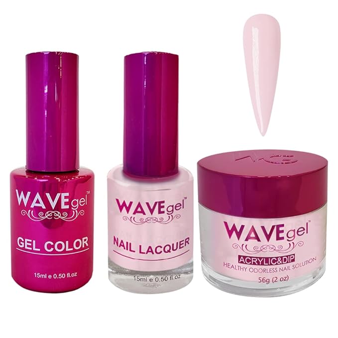 WAVEGEL Soak-Off Gel, Nail Lacquer & Acrylic/Dip Powder Matching Set - Princess Collection - #19 Daisy Porcelain