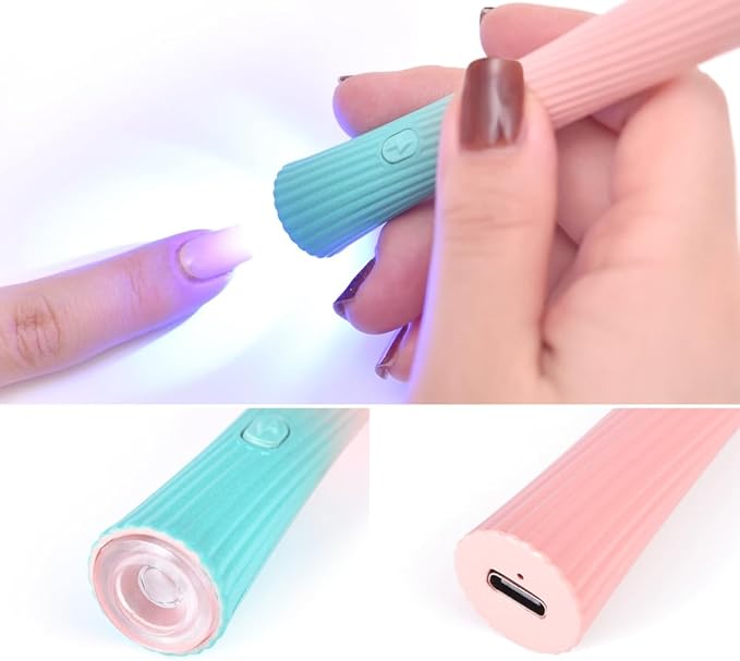 Handheld UV Light for Gel Nails Pink Green Gradient Nail Lamp Portable Cordless Rechargeable Type-C Nail Dryer with Display for Fast Curing, DIY Nails Tool, for Home DIY & Nail Salon