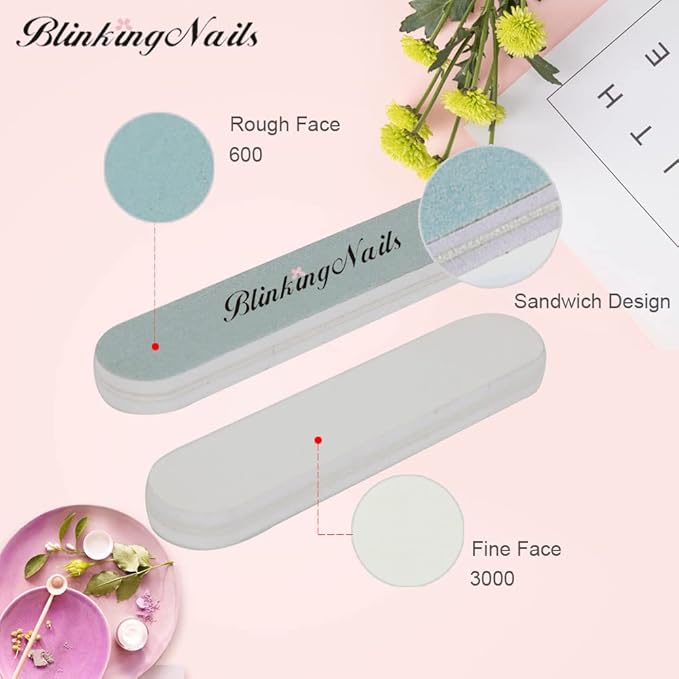 Fine Nail Buffer File for Polishing,Smooth and Shiny Natural Nails,Mini Size Nail Buffer Block 600 and 3000 Grit Cushion Nail File Art Pedicure Manicure Tips Pack of 14pcs