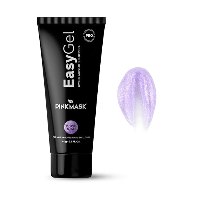 PINK MASK Easy Gel 2oz 60g- Purple Shine, Professional Builder Enhancement Gel-Quick Nail Extension for Beginner DIY, Nail Strengthener-Long Lasting-Salon Quality-Thickening Solution