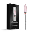 MelodySusie Ceramic Nail Drill Bit, 3/32'' (2.35mm) Professional Acrylic Nail File Flame Drill Bit for Manicure Pedicure Cuticle Gel Nail Polishing, Beginners Bits, Pink, Series Bit-S, Extra Fine