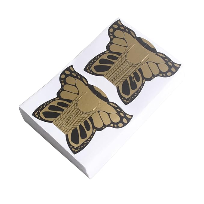 100pcs Nail Form Pro Butterfly Square Tips Nail Forms for C Curve Acrylic UV Gel Nails Builder Nail Extension Nail Art Tool Guide Stickers Dispense