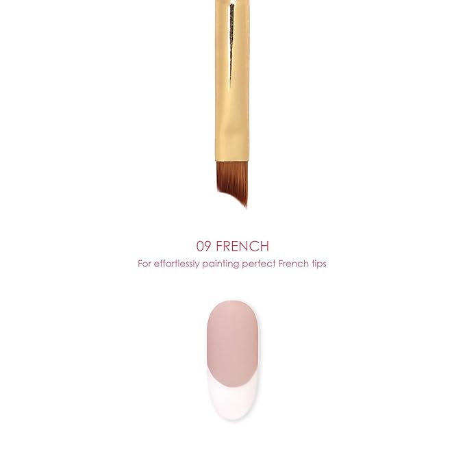 Daily Charme Nail Art Brush - 09 French, Slanted Flat Rectangle Brush, Curved Edge, Drawing Tool for French Tips