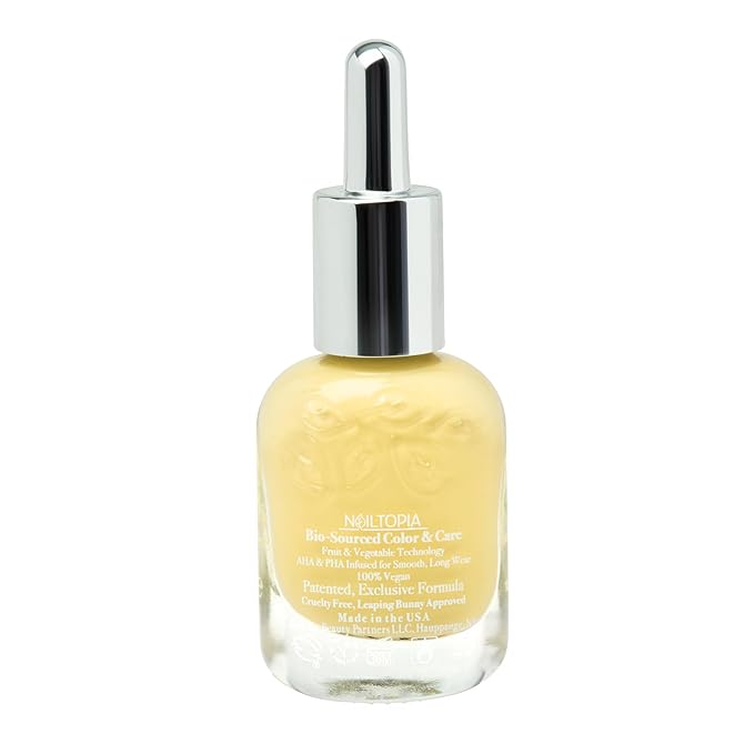 Nailtopia - Plant-Based Chip Free Nail Lacquer - Non Toxic, Bio-Sourced, Long-Lasting, Strengthening Polish - Mellow Yellow (Pastel Yellow) - 0.41oz