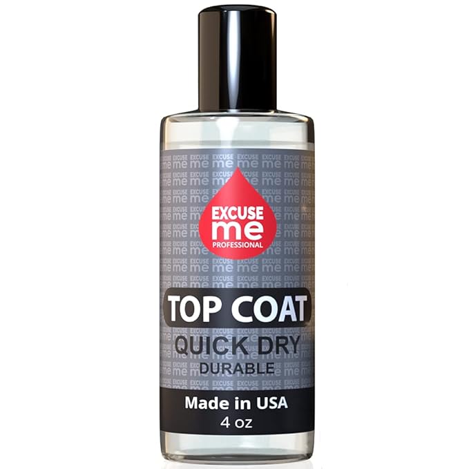 Excuse Me Quick Dry Fast Top Coat Professional 0.5 oz 15ml and Refill Size 2.5 oz (Refill Kit (4oz + 0.5oz))