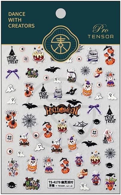 Halloween Nail Stickers 3D Self Adhesive Cute Ghost Nail Art Stickers 5D Embossed Spider Nail Decals Spider Web Nail Art Supplies Bat Holiday Nail Design for Women Girls 1 Sheets