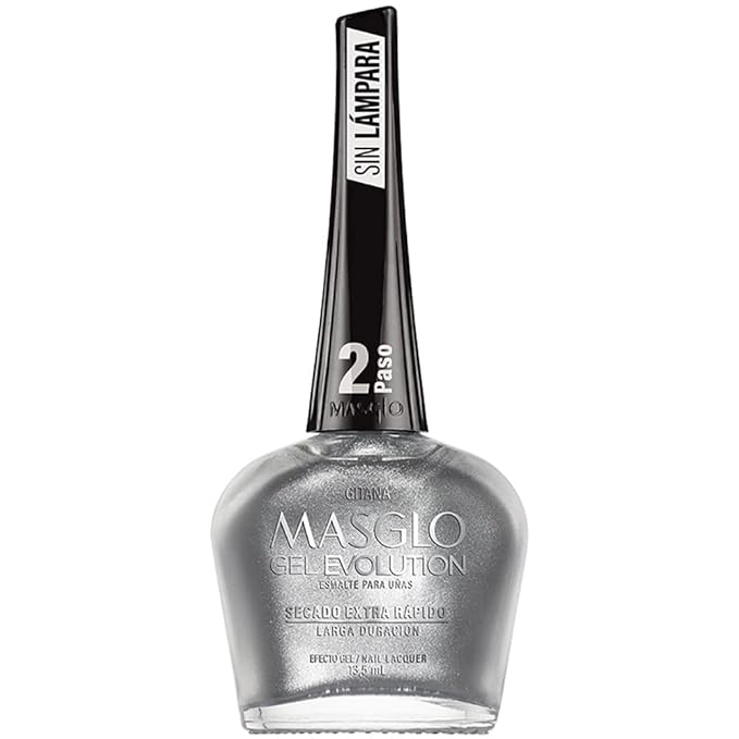 MASGLO GEL EVOLUTION Nail Polish Gel Effect, No UV/Led Lamp Required, Duration up to 12 day, 1 peice color Gel sin necesidad de lampara UV/Led, hasta 12 dias de duracion (GITANA)