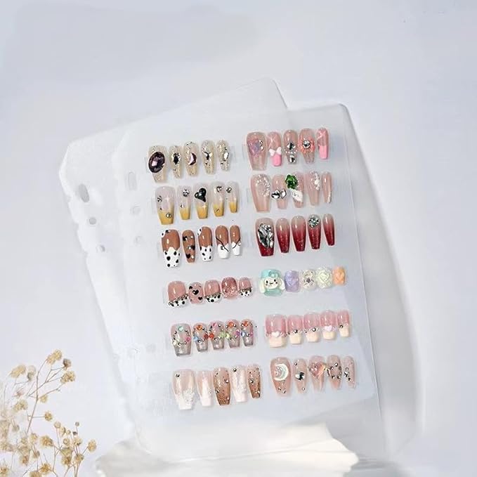 A5 Zipper Press On Nail Organizer - Empty Nail Storage Box for Fake Nails, Nail Display, Includes 6pcs Nail Tapes - Durable Nail Packaging for Fake Nail Storage & Organization