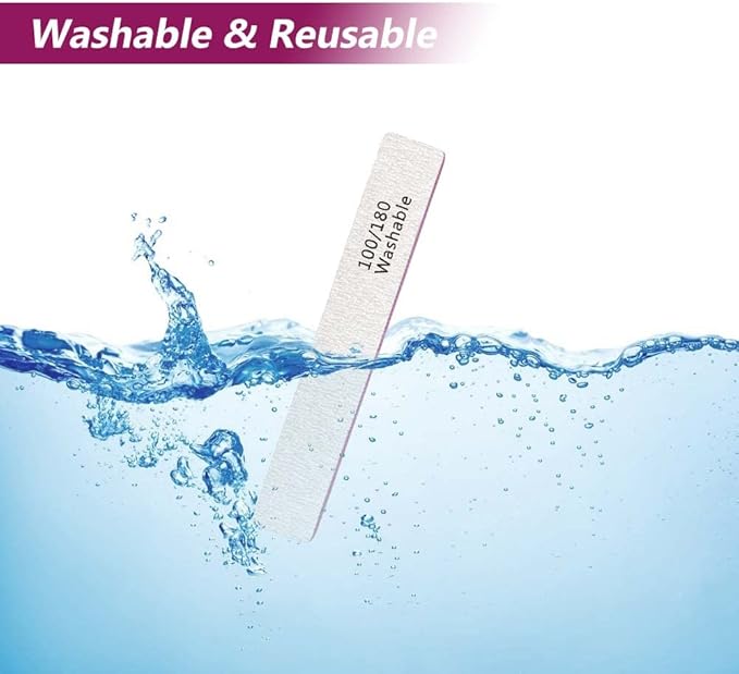 24 Pack Nail Files, 100/180 Grit Double Sides Professional Reusable Washable Nail File, Emery Boards Manicure Tool for Acrylic Nails