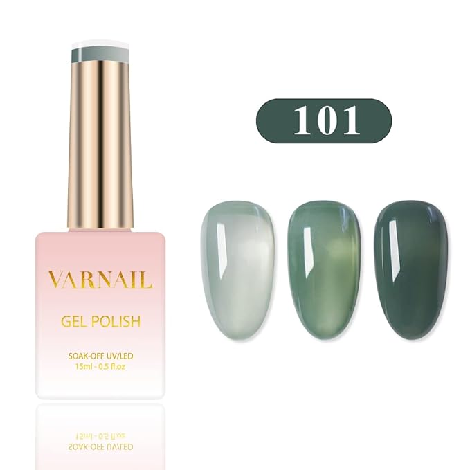 VARNAILDried Rose Jelly Gel Nail Polish Kit 6 Colors 15 ml, Translucent Rose Sheer Gel Polish, Salon Quality Soak off UV Light Gel Nail Polish Set