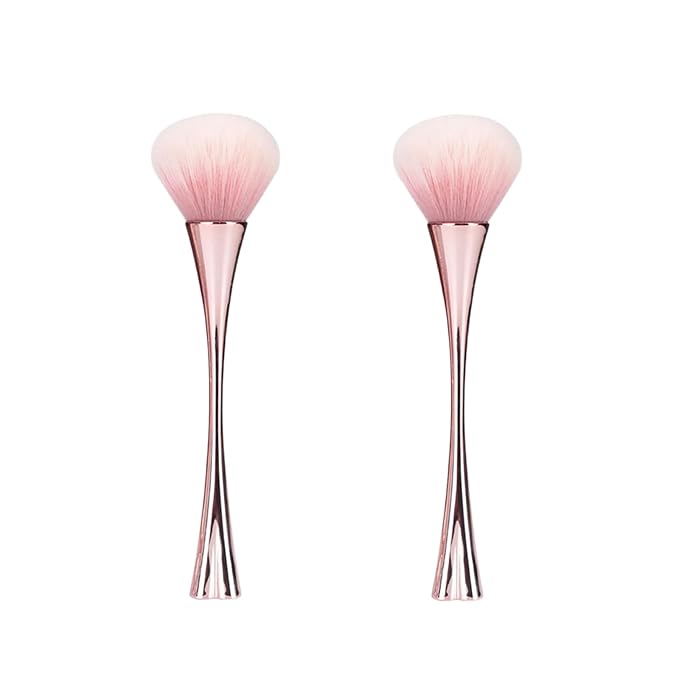 2Pcs Rose Gold Nail Art Dust Powder Remover Brush, Nail Art Dust Cleaner Brush, Soft Cleaner Brush for Makeup,Nail Dust Brush for Acrylic Nails Manicure Brush for Women Birthday Gifts, Nail Dust Brush