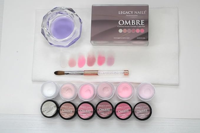 Legacy Nails Professional COLLECTION Acrylic Powder Kit 6 Colors Nail Art Set for Manicure DIY for Dip & Acrylic Nail Extensions (OMBRE COLLECTION)
