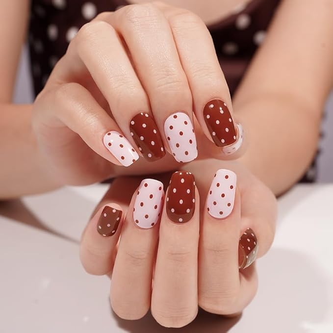 Semi Cured Gel Nail Strips Winter Red Polka Dots Gel Nail Wraps Gift for Women UV Light Required Nail Art Stickers Pegatinas Uñas Nail Decals Nails Sticker