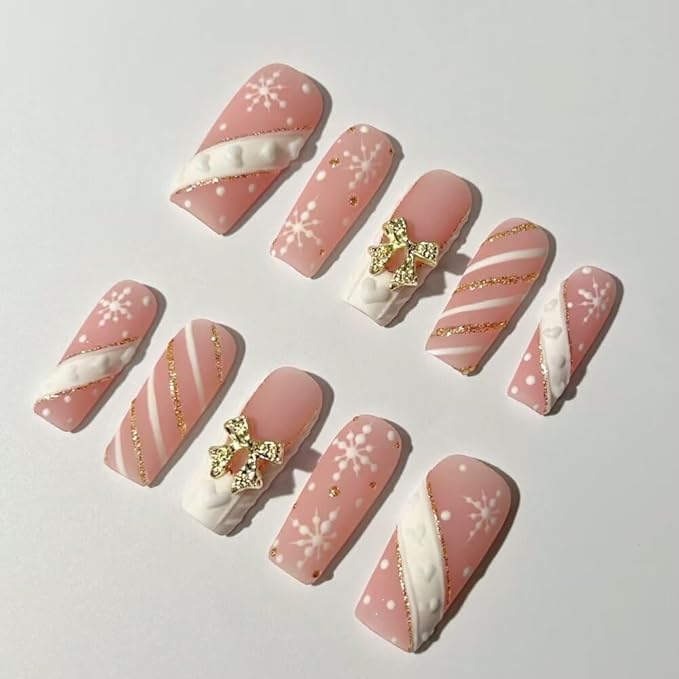 Press On Nails Square Fake Nails, Handmade 10 Pcs Reusable ABS Material Acrylic Fingernail Tip Salon Artificial Nails Kit (Size S)