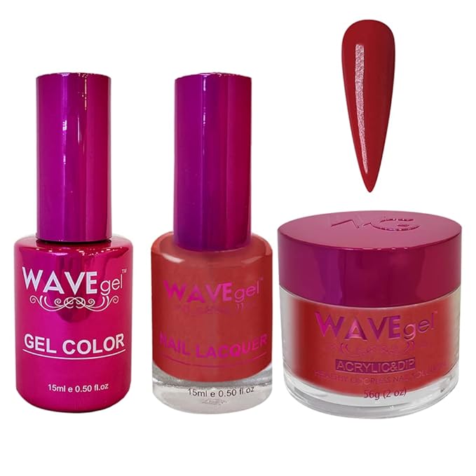 WAVEGEL Soak-Off Gel, Nail Lacquer & Acrylic/Dip Powder Matching Set - Princess Collection - #109 Cherry Pop