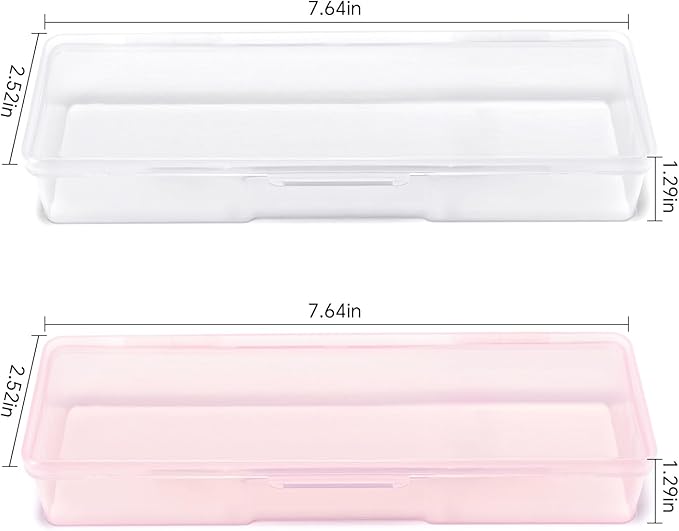 4Pcs Transparent Storage Boxes For Nail Tool Professional Pedicure Manicure Tools Set Plastic Nail Art Tool Box Storage Case Nail Supplies, White & Pink