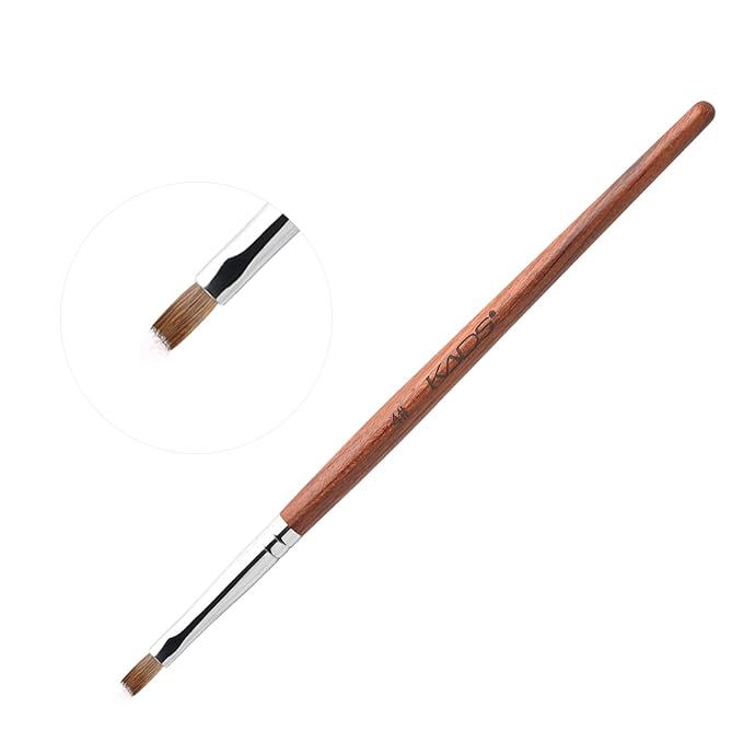 KADS Nail Acrylic Brush Kolinsky Nail Extension Brush Oval Crimped Shaped Sturdy Wooden Handle Acrylic Powder Nail Art Brush Professional Manicure Pedicure (4#)
