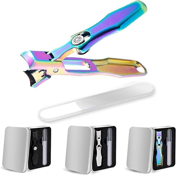 MightyClip Nail Clippers - German Stainless Steel for Men, Includes Nail File and Storage Box (Color)