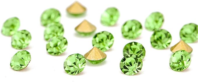 1440pcs Rhinestones Round Point Back Crystal Gem Glass Diamante Rhinestones Nail Art Decoration Jewelry Finding Beads Craft Gems (Light Green, 2.0mm)